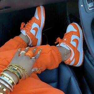Nike Dunk White Syracuse Orange Low Women's Orange and White Sneakers Brand New
